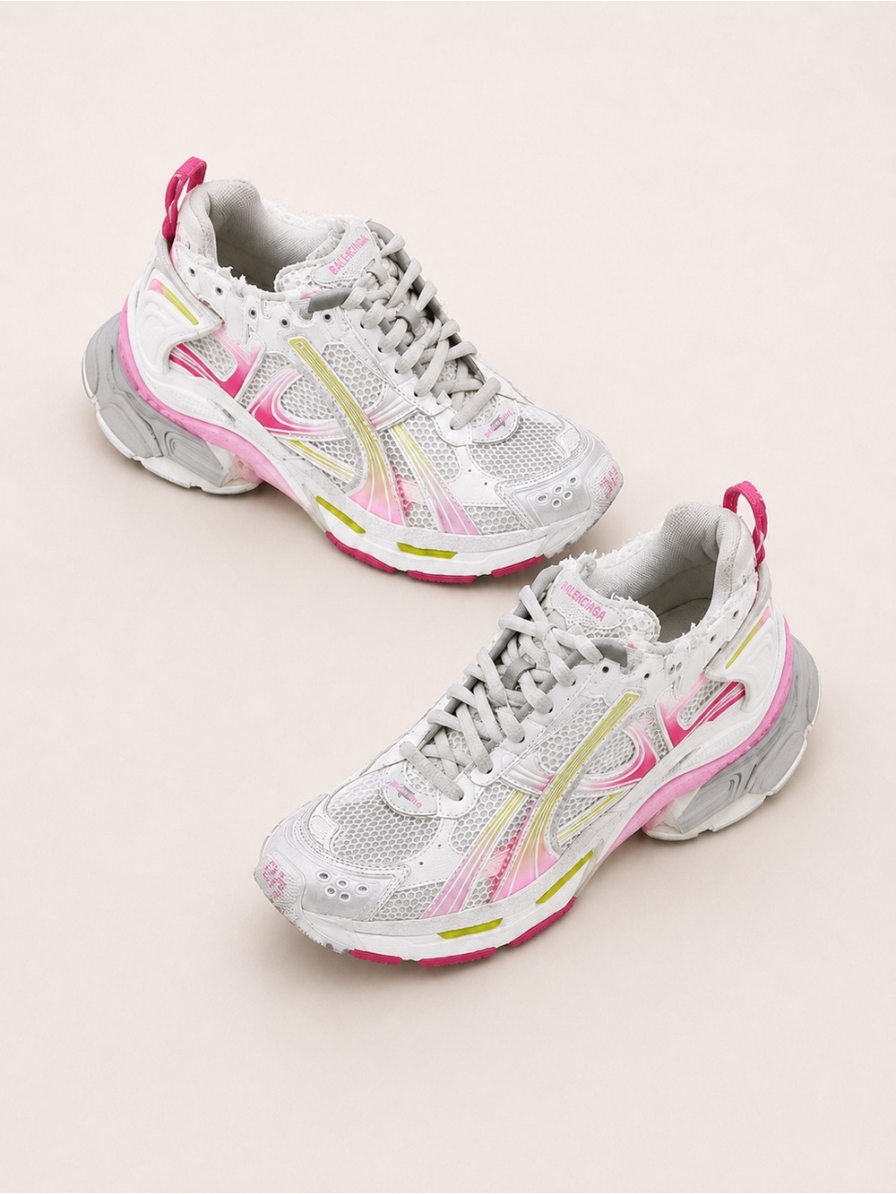Balenciaga Runner Sneakers 39 Y2K Gorpcore Techwear Pink Green